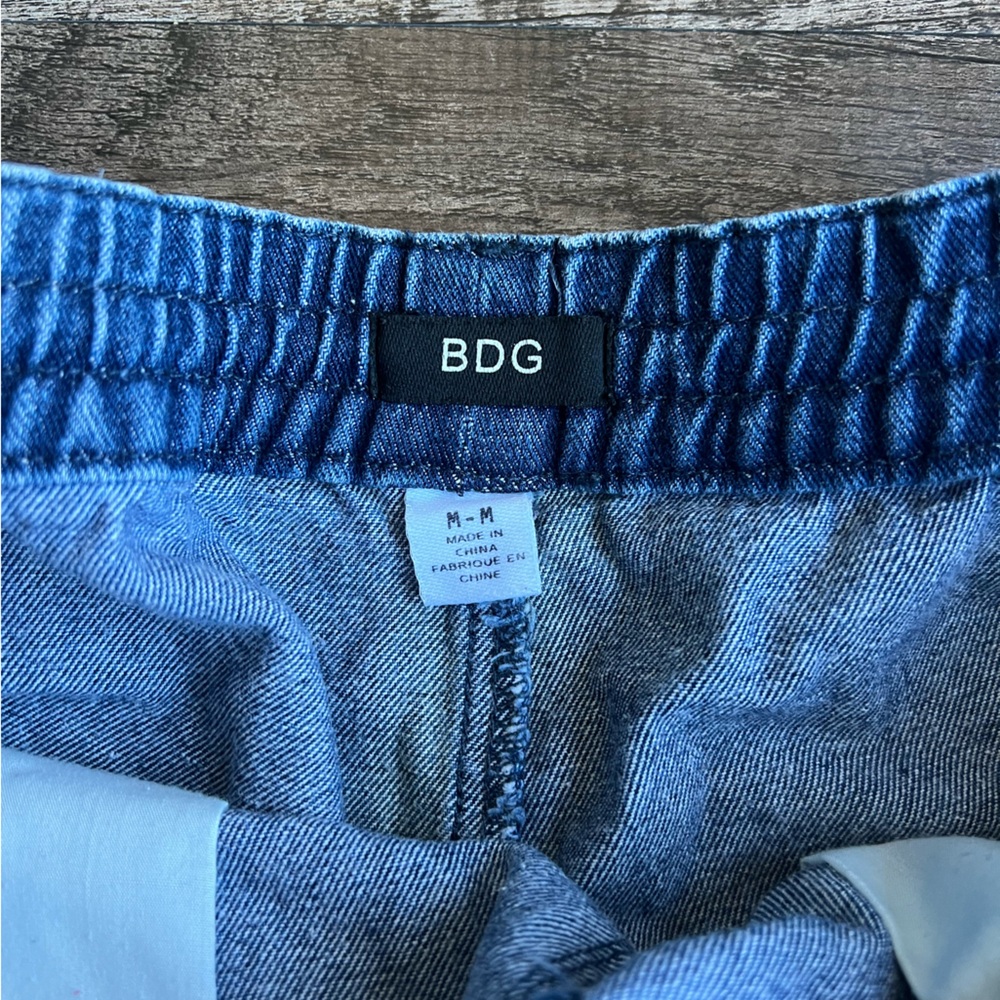 BDG Dark Blue Jean Shorts with White Drawstring - Picture 2 of 3